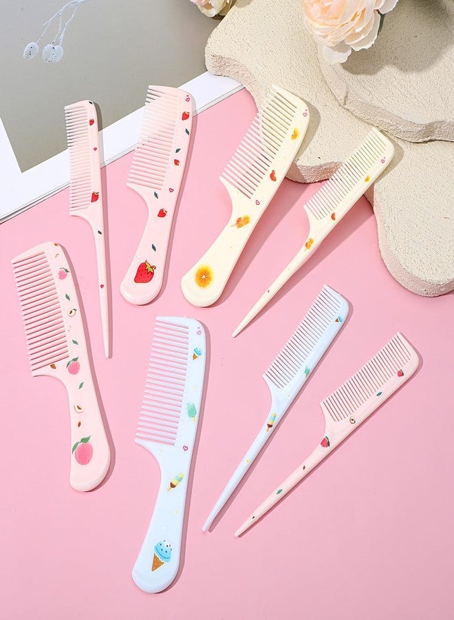 Kifmurase 8 Pcs Cute Hair Comb Set, Toddler Tiny Hair Comb Rat Tail Baby Combs Pink Strawberry Baby Hairs Brush Plastic Parting Combs for Girls Curly Straight Long Hairs - Image 4